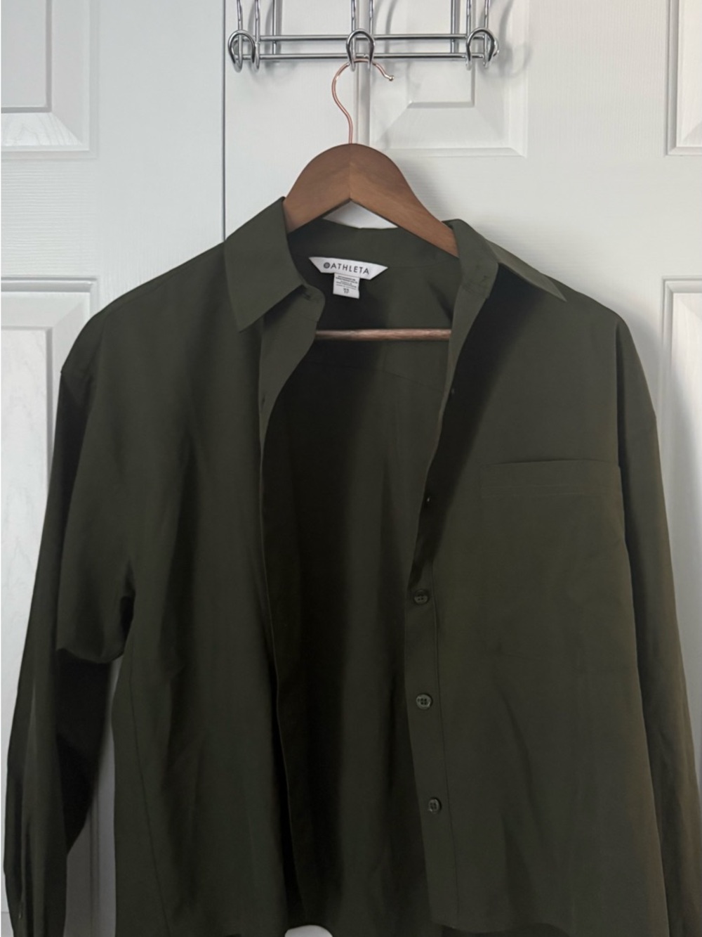 Athleta Olive Green Button-Up Women's Shirt